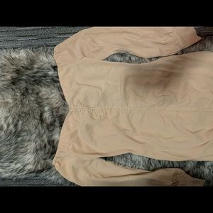 Nude off the shoulder ruched dress